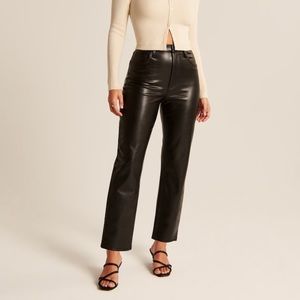 Abercrombie Curve Love Vegan Leather Ankle Straight Pants